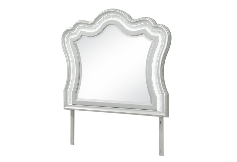 Wood Crowned Top Lighted Dresser Mount Framed - Silver