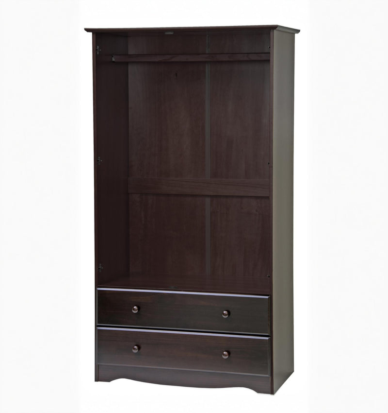 Solid Wood Two Door Two Drawer Combo Dresser - Dark Brown
