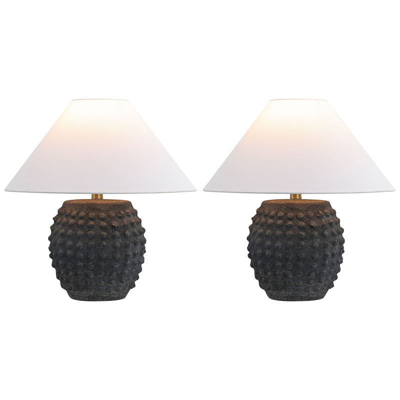 18" Novelty Table Lamps With Empire Shades (Set of 2) - Black / Clear