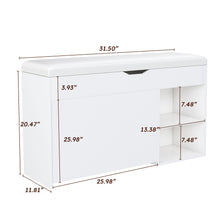 Load image into Gallery viewer, Modern Design Entryway Bench With Adjustable 3 Tier Flip-Up Drawers And Hidden Cabinet - White
