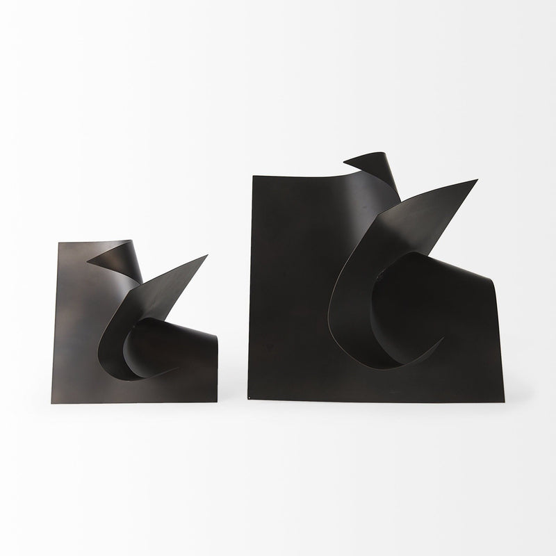 Contempo Antiqued Abstract Sculpture - Black