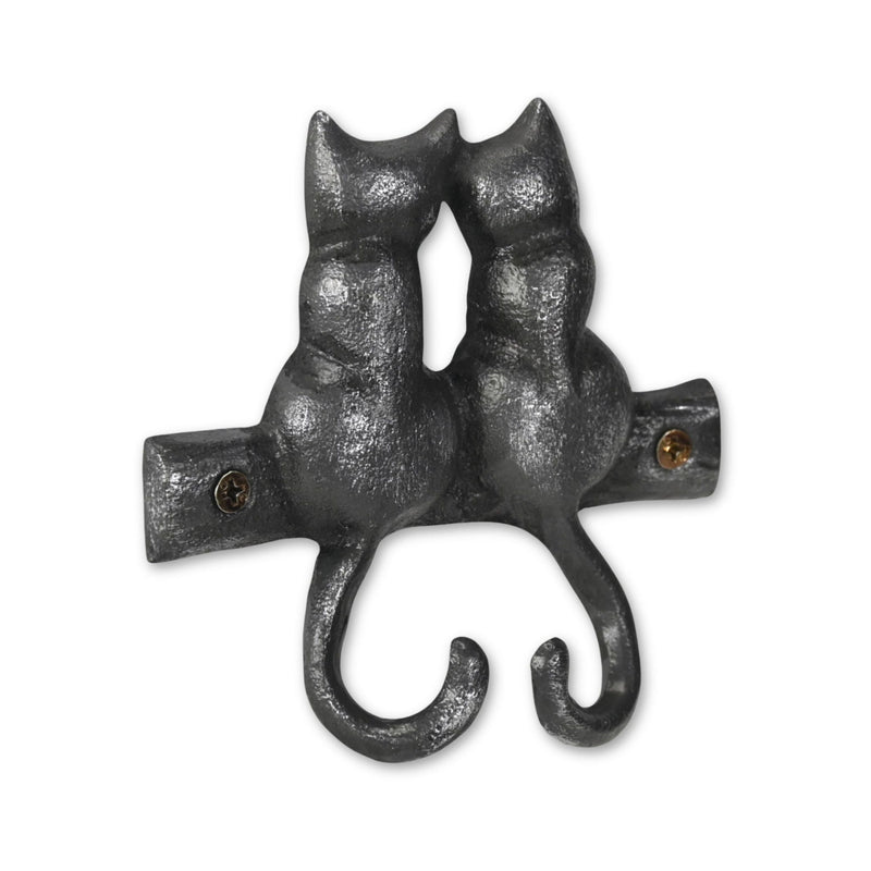Two Hook 5" Cast Iron Wall Hooks - Black