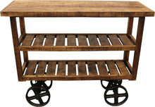 Load image into Gallery viewer, Solid Wood Distressed Wheel Console Table With Storage - Brown And Black

