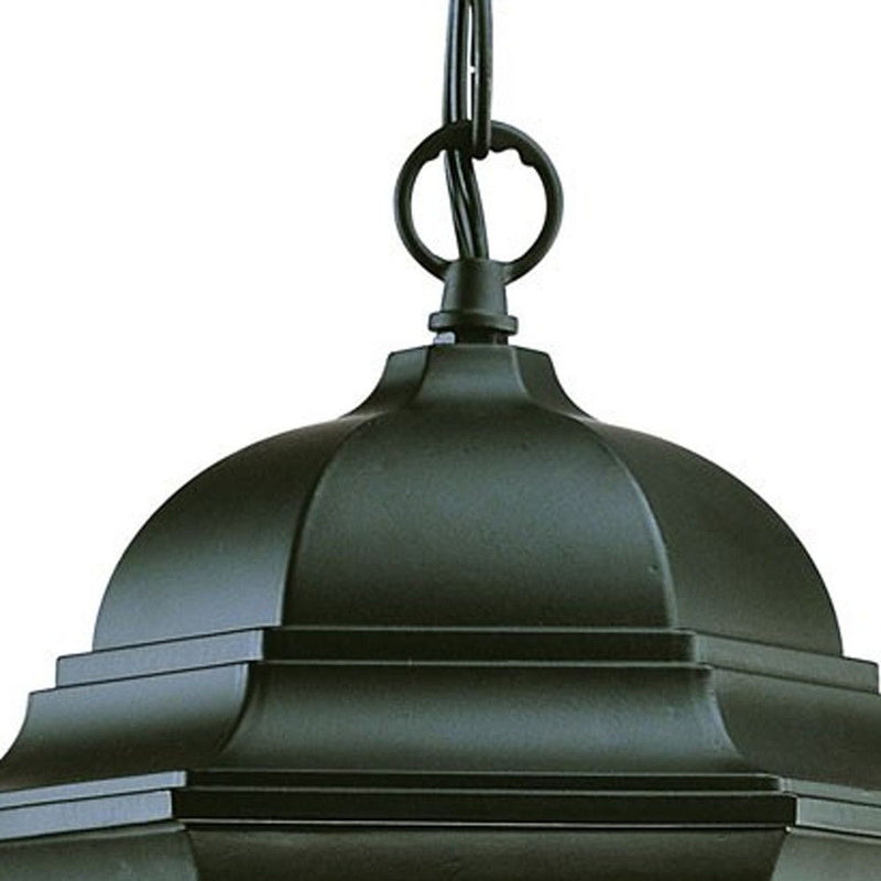 Three Light Wide Lantern Hanging Light - Matte Black