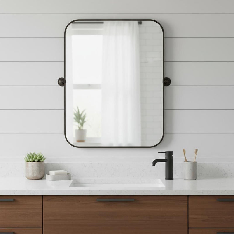 Metal Framed Bathroom Vanity Mirror - Black