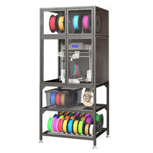 Load image into Gallery viewer, 3D Printer Cabinet With Double Layer Filament Storage, Noise Reducing Design - Black
