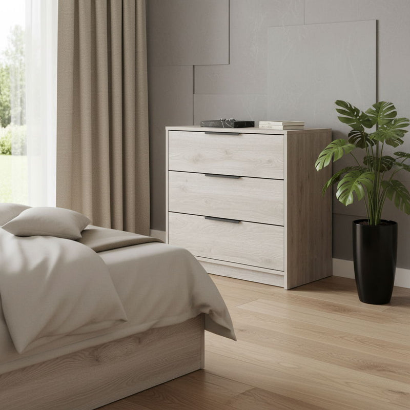 28" Wood Three Drawer Dresser - Light Gray
