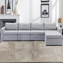 Load image into Gallery viewer, 4 Seat Module Sectional Sofa Couch With 1 Ottoman,Seat Cushion and Back Cushion Removable and Washable,Light Grey
