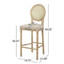 Load image into Gallery viewer, Country Chic Bar Stools (Set of 2) With Rattan Backrest And Upholstered Seat - Beige / Natural
