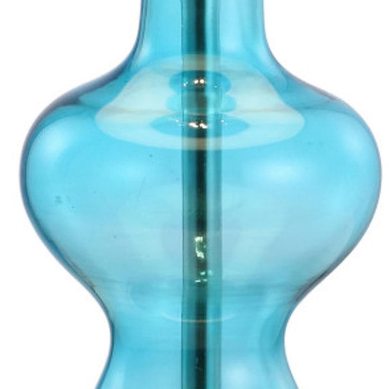 Novelty Bedside Lamp With Drum Shade - Aqua / Silver