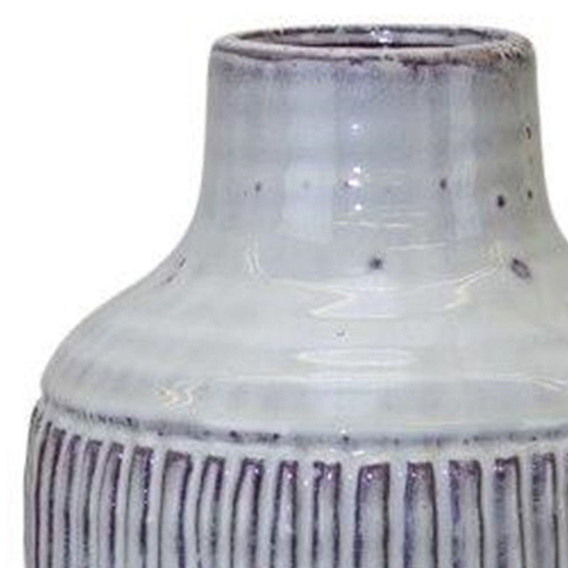 Ribbed Cylinder Table Vase - Gray / Gray