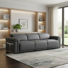 Load image into Gallery viewer, Top Grain Leather Reclining Metal USB Sofa (720359) - Dark Gray

