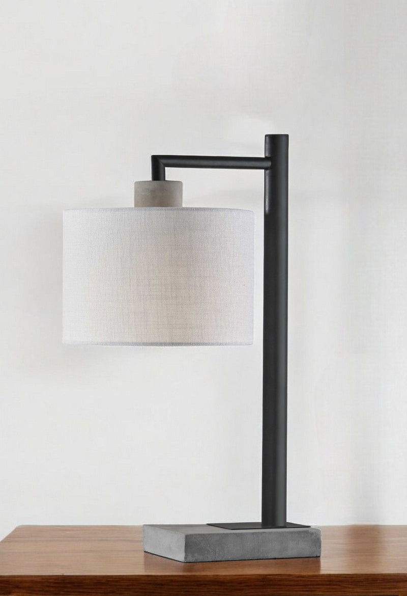 Metal Novelty Table Lamp With White Empire Shade - Gray