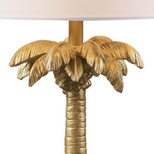 Load image into Gallery viewer, Tropical Coconut Tree Table Lamp With White Drum Shade - Gold
