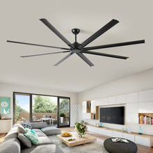 Load image into Gallery viewer, Industrial DC Motor Ceiling Fan, Large Ceiling Fan With 8 Reversible Blades, 5 Speed Remote Control, Home Or Commercial Ceiling Fans For Porch / Garage / Shop - Black
