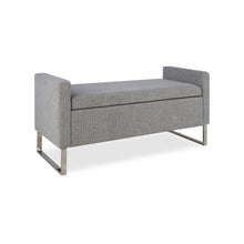 Load image into Gallery viewer, Upholstered Ottoman Bench With Storage - Dark Gray

