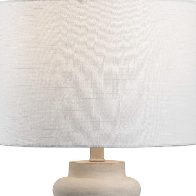 Round Table Lamp With Drum Shade - White