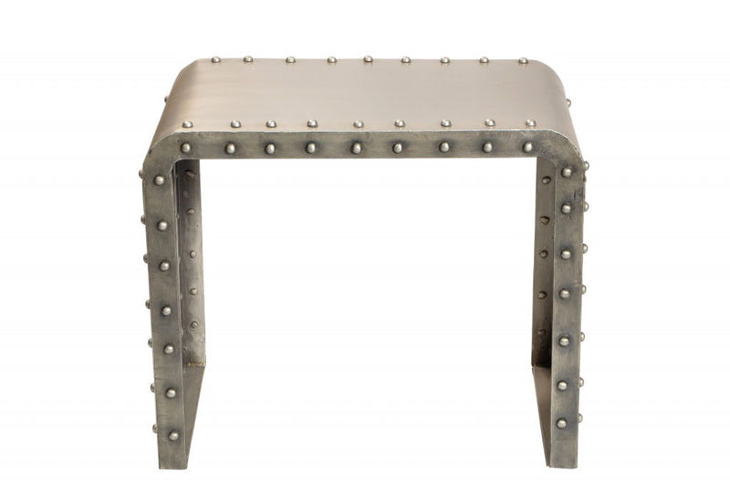 Metal Rectangular End Table - Pearl Silver