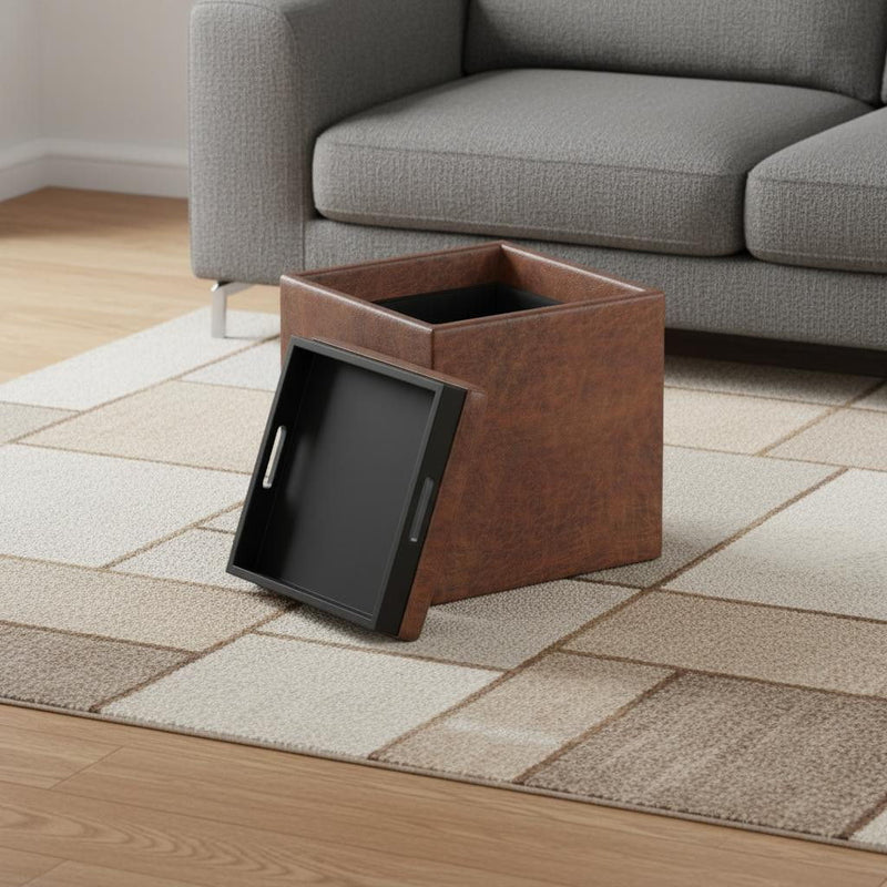 17" Storage Ottoman - Brown