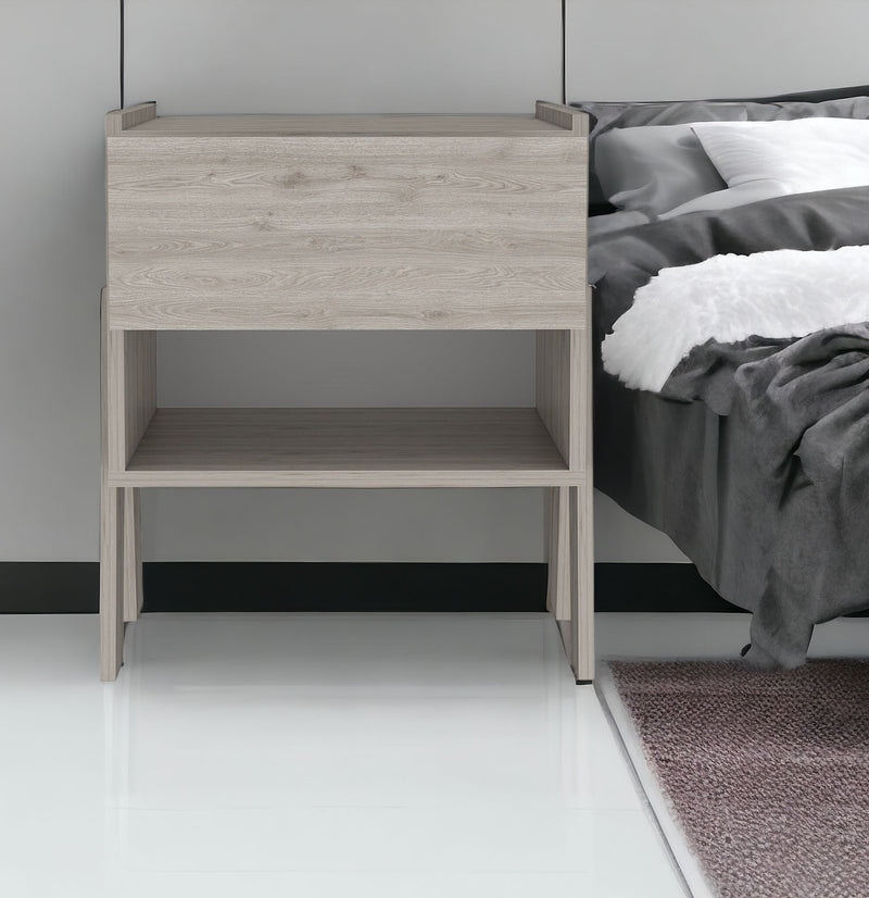 18.8" x 15.7" x 21.8" One Drawer Faux Wood Nightstand - Gray