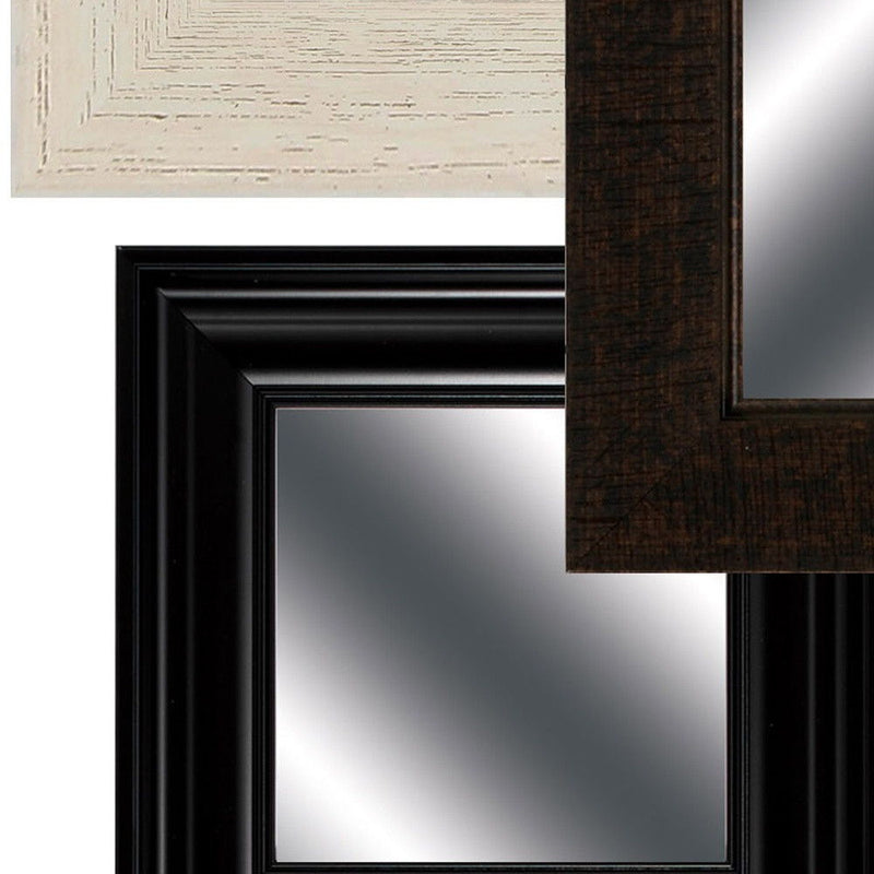 Square And Rectangle Framed Mirror (Set of 10) - Brown / White