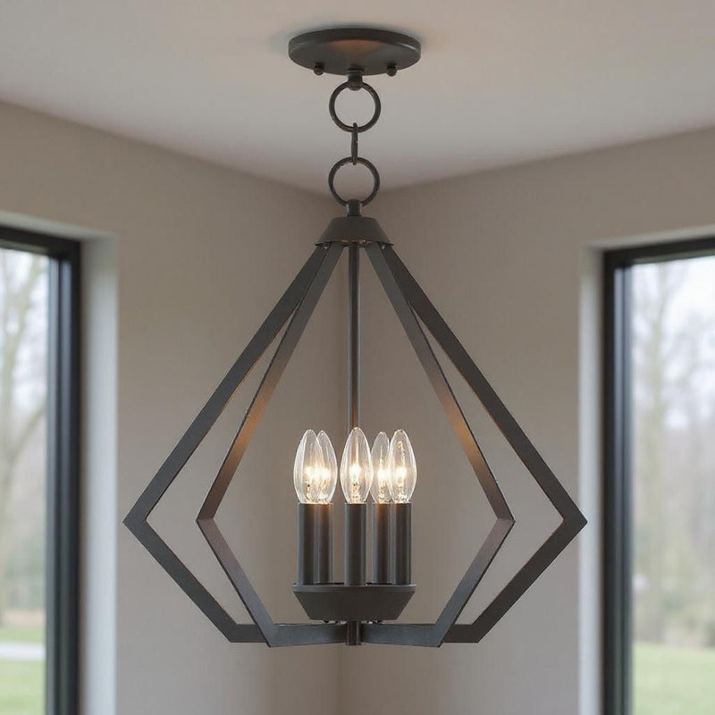 20" Five-Light Dimmable Chandelier With Shades - Bronze