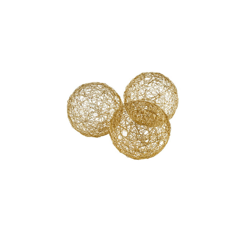 Wire 3 Decorative Orbs (Set of 3) - Gold