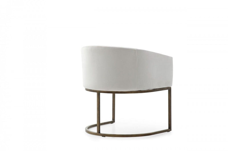 Modern Dining Chair - White / Brass