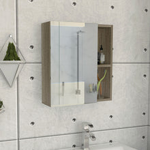 Load image into Gallery viewer, Wood Floating Single Door Bathroom Vanity Medicine Cabinet With Mirror - Natural
