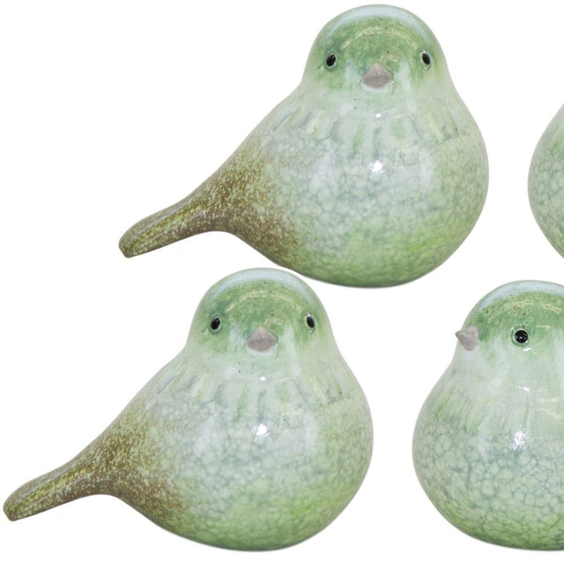 Bird Figurine Tabletop Sculpture (Set of 4) - Green