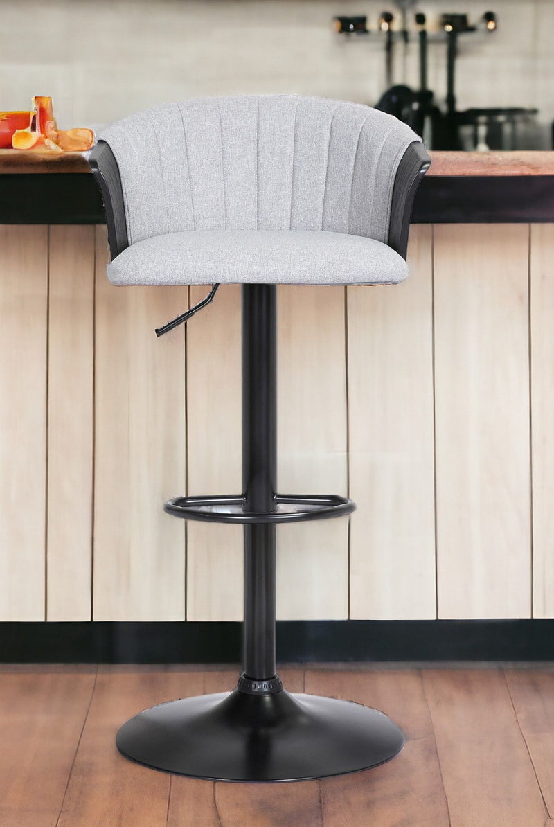 Fabric With Metal Swivel Adjustable Height Bar Chair - Light Gray And Black