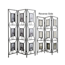Load image into Gallery viewer, Room Photo Frames Screen Divider Screens, 3 Panel Decorative Screen With Photo Frames, Antique Mirror, Candle Stick - Black
