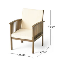 Load image into Gallery viewer, Casa Acacia Wood Club Chairs (Set of 2) With Water Resistant Cushions - Gray / Cream
