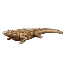 Load image into Gallery viewer, Golden Crocodile Finish Sculpture - Gold / Brass
