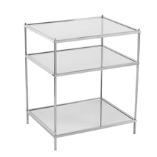 Load image into Gallery viewer, Mirrored Glass Iron End Table With Shelf - Silver

