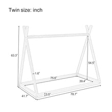 Load image into Gallery viewer, Wood Tent Bed For Kids, Montessori Style Low - Floor Bed, House-Shape Tent Bed Frame
