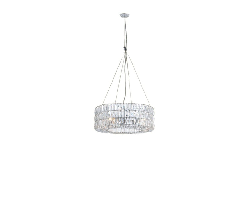 Lantern Metal Chandelier With Shades - Silver