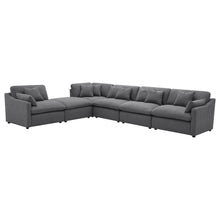 Load image into Gallery viewer, 6 Piece Upholstered Modular Sectional Sofa With Reversible Cushions And Ottoman - Charcoal
