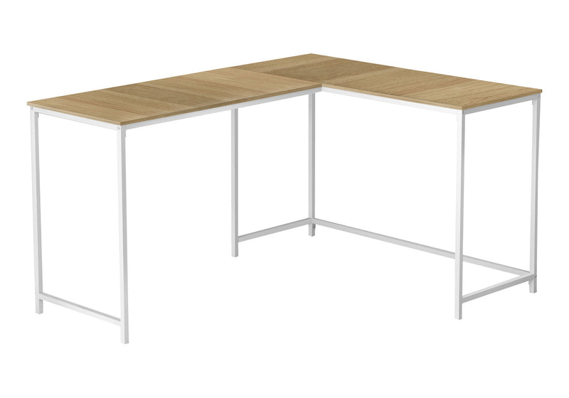 58" Wood And Metal Corner Computer Desk - Natural And White