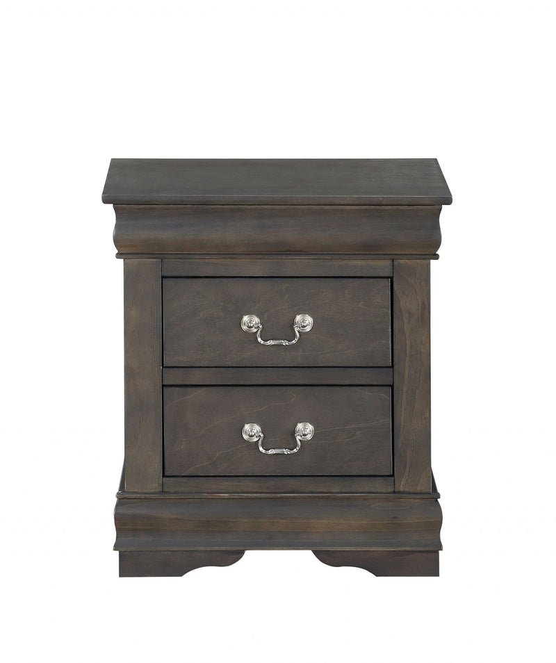 24" Two Drawers Nightstand - Gray