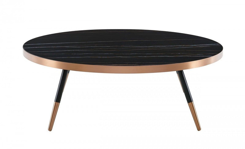 Modern Large Ceramic Coffee Table - Black And Gold