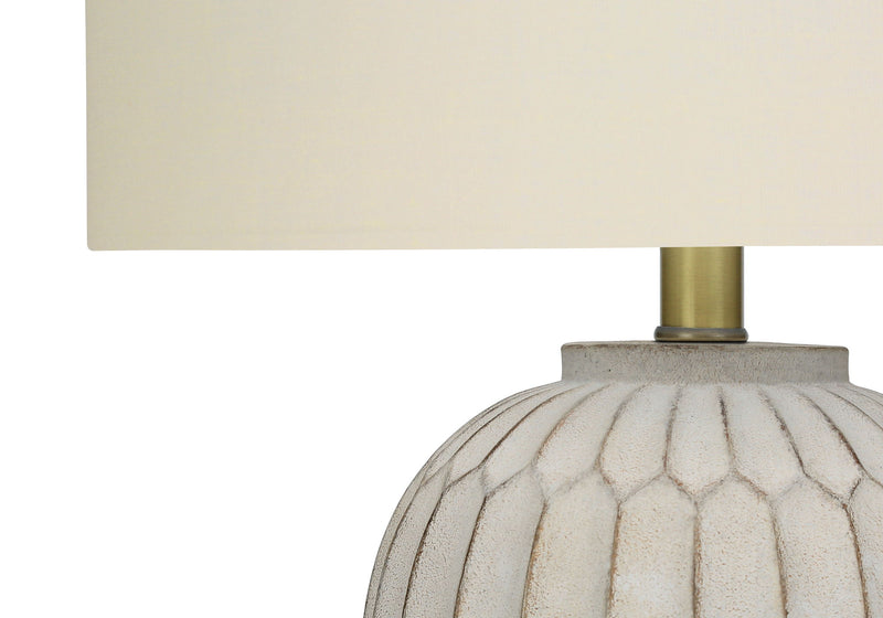 24" Geometric Table Lamp With Drum Shade - Cream
