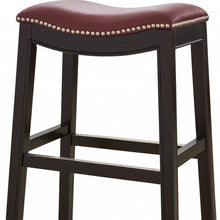 Load image into Gallery viewer, Solid Wood Backless Counter Height Bar Chair - Dark Red And Espresso
