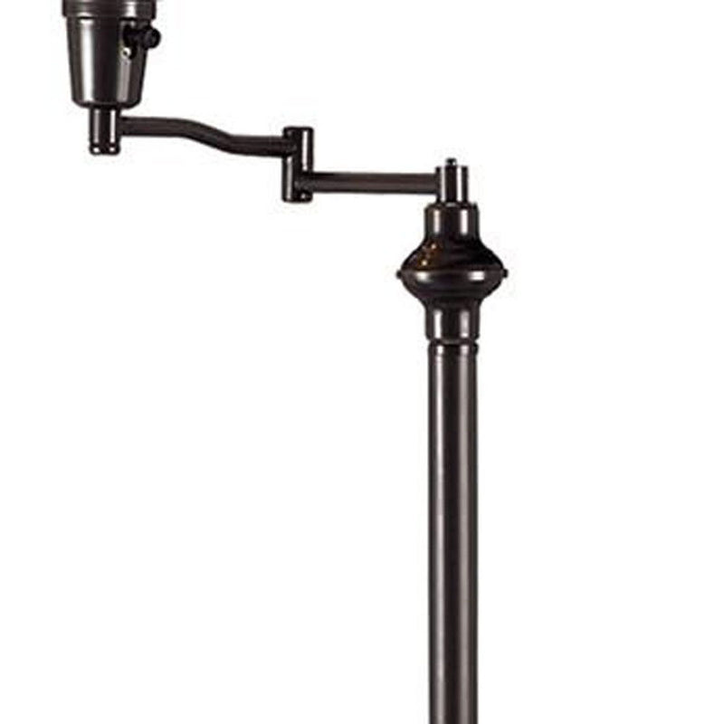 Swing Arm Floor Lamp With Beige Empire Shade - Bronze