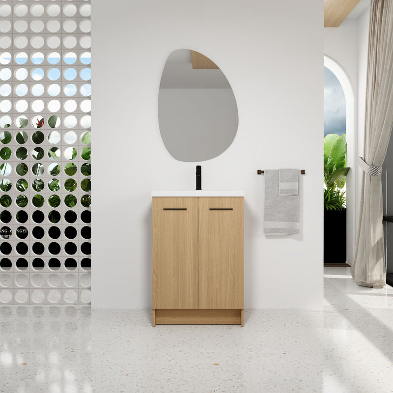 Floating Bathroom Vanity With Sink, Wall Mounted Double Door Storage