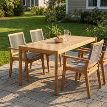 Load image into Gallery viewer, 5 Piece Outdoor Dining Set With Table And Arm Chairs - Dark Gray / Light Teak / Teak
