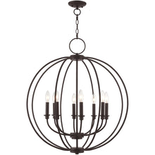 Load image into Gallery viewer, Eight Light Metal Dimmable Chandelier With Shades - Bronze
