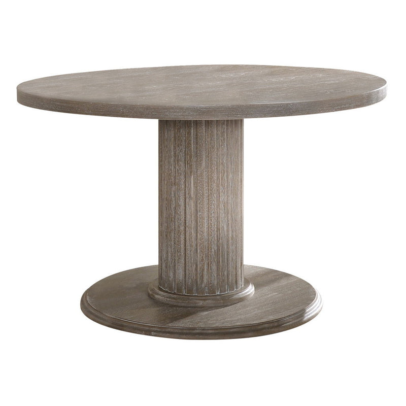 47" Wood Pedestal Base Round Top Dining Table - Gray