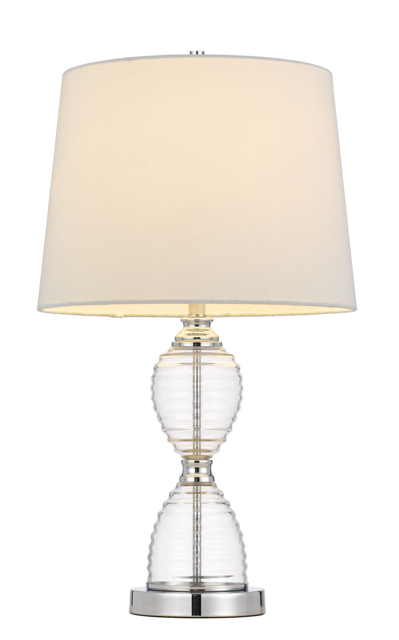 24" Metal Table Lamp With Empire Shade - Clear White