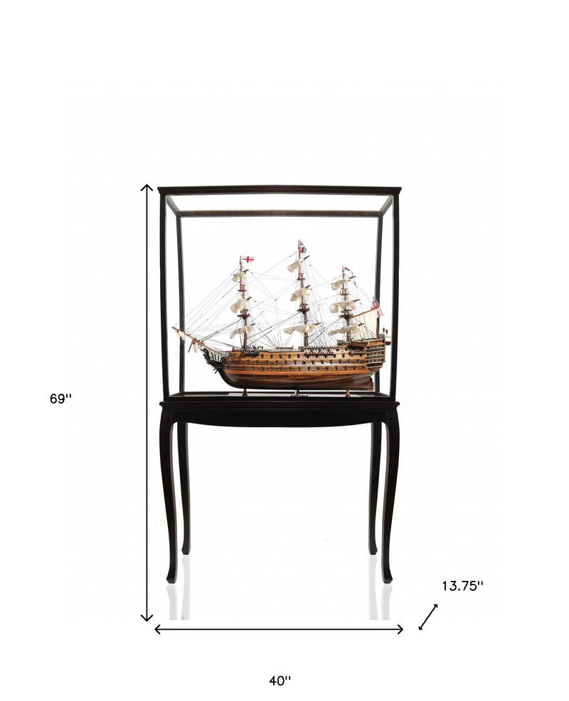 HMS Victory Large Floor Display Boat Hand Painted Decorative Boat - Brown